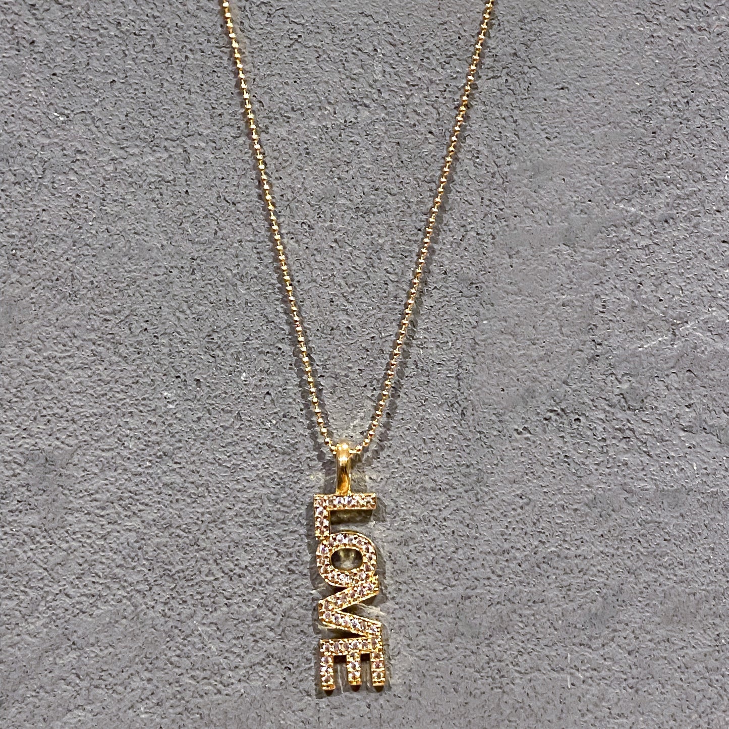 LOVE Charm on Gold Ball Chain