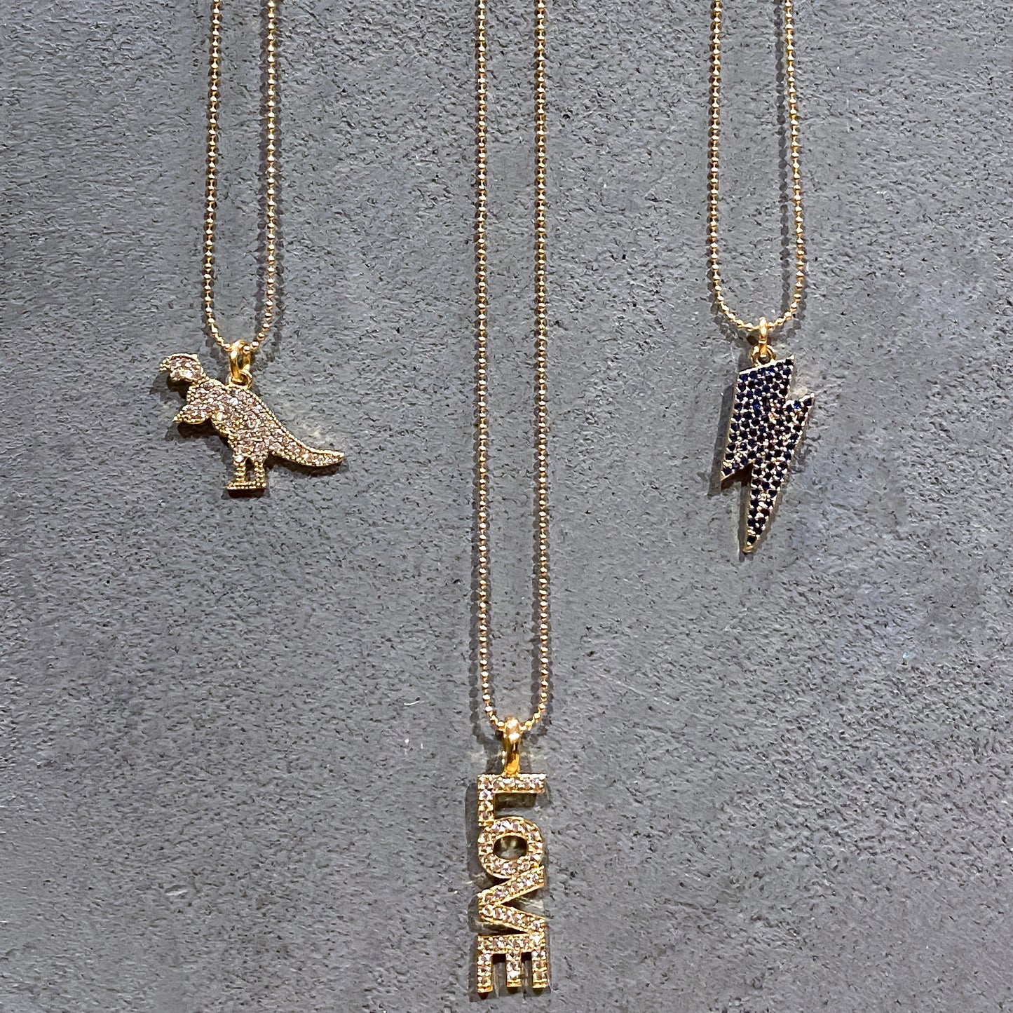 LOVE Charm on Gold Ball Chain
