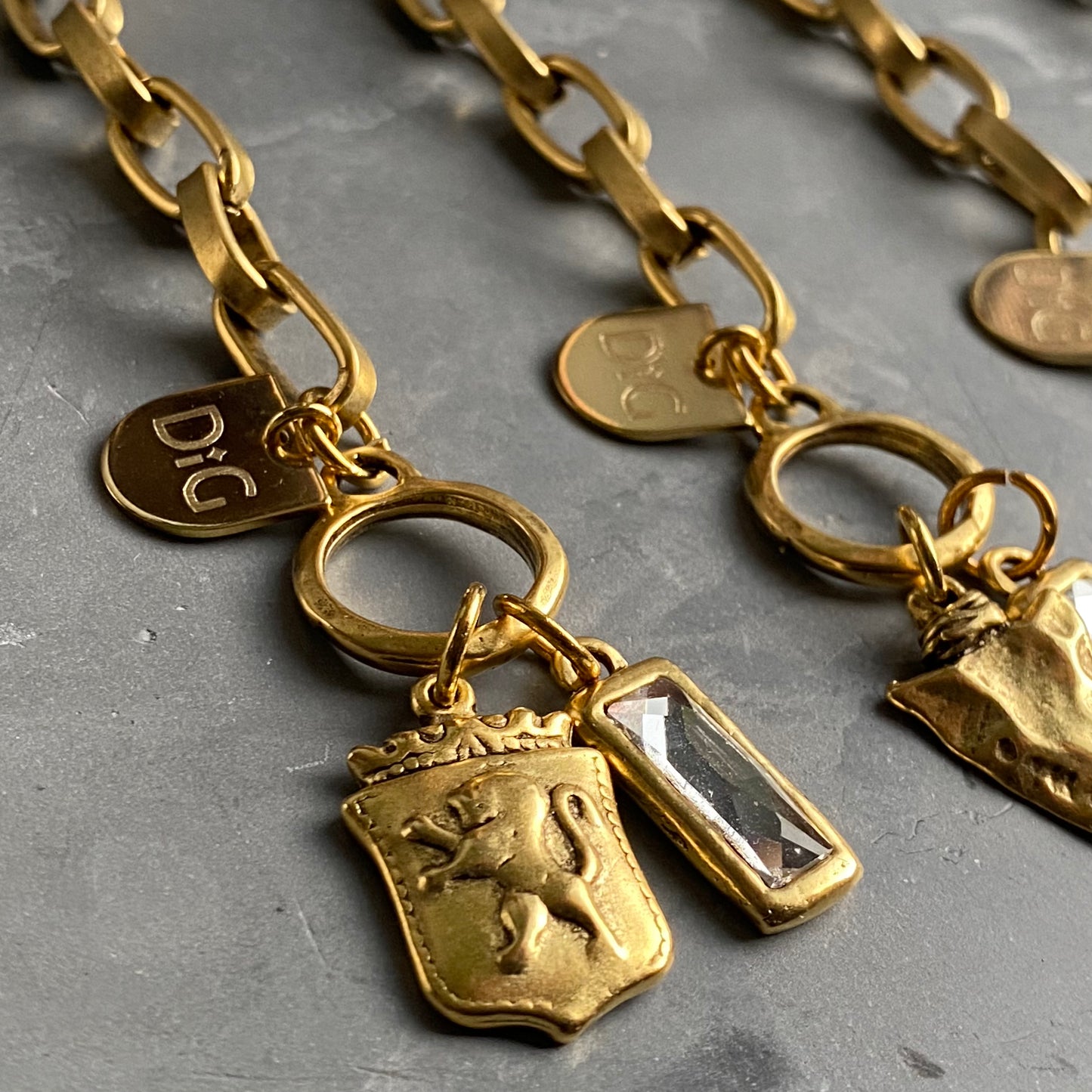 Lion Shield & Crystal Gold Bracelet