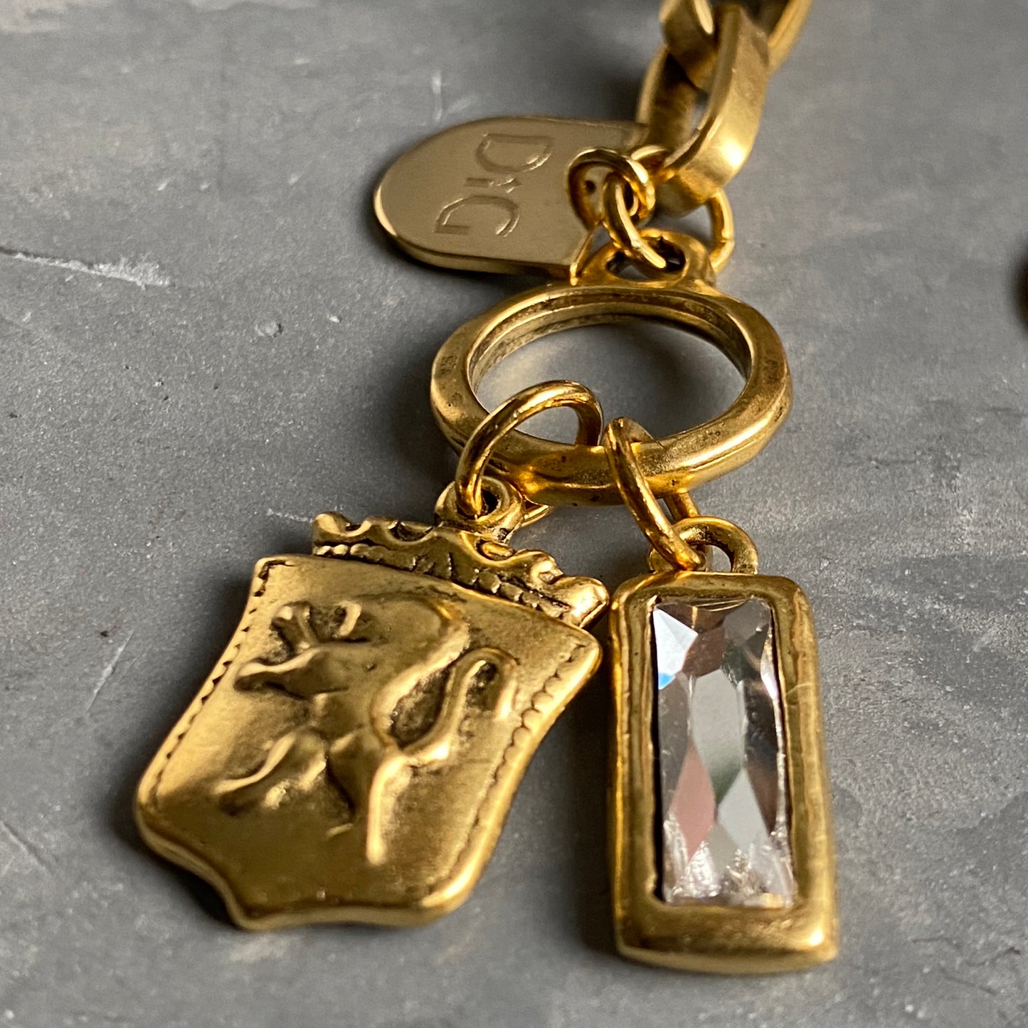 Lion Shield & Crystal Gold Bracelet
