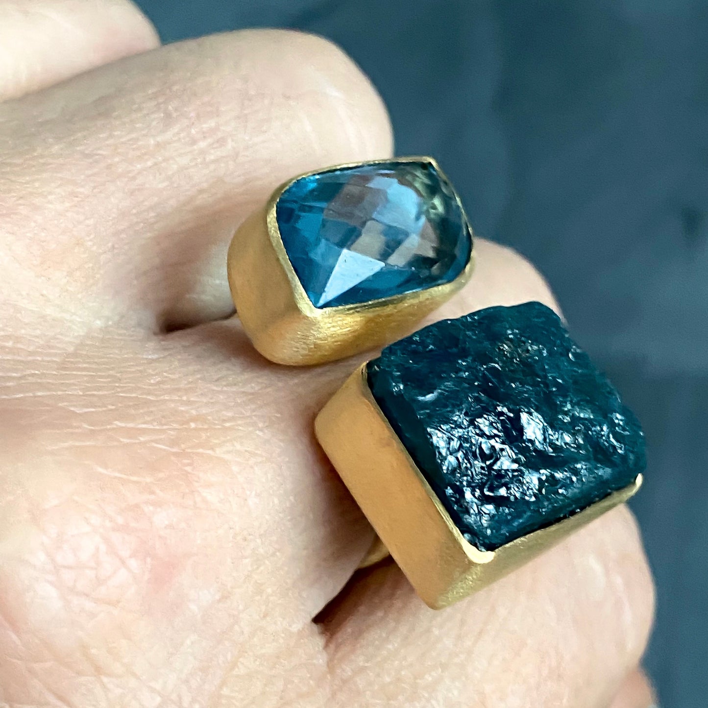 Blue Topaz & Apatite Ring