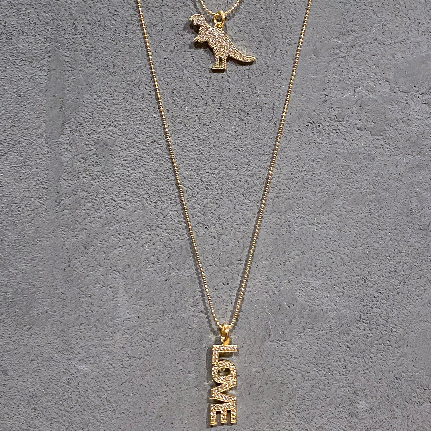 LOVE Charm on Gold Ball Chain