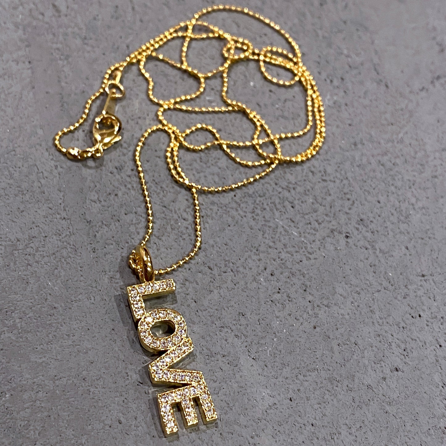 LOVE Charm on Gold Ball Chain