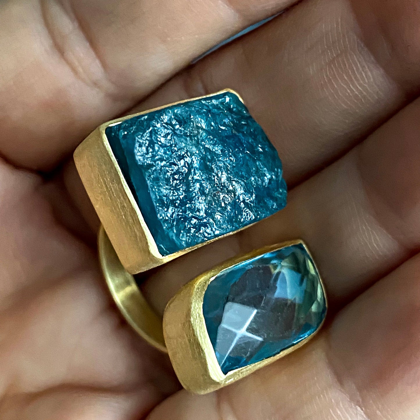 Blue Topaz & Apatite Ring