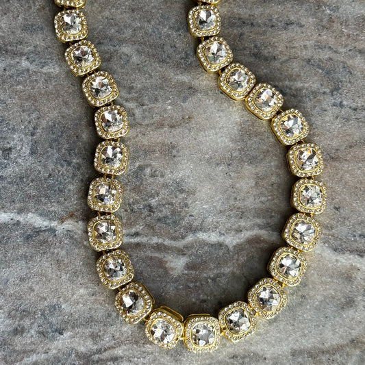 Chunky Tennis Halo Necklace