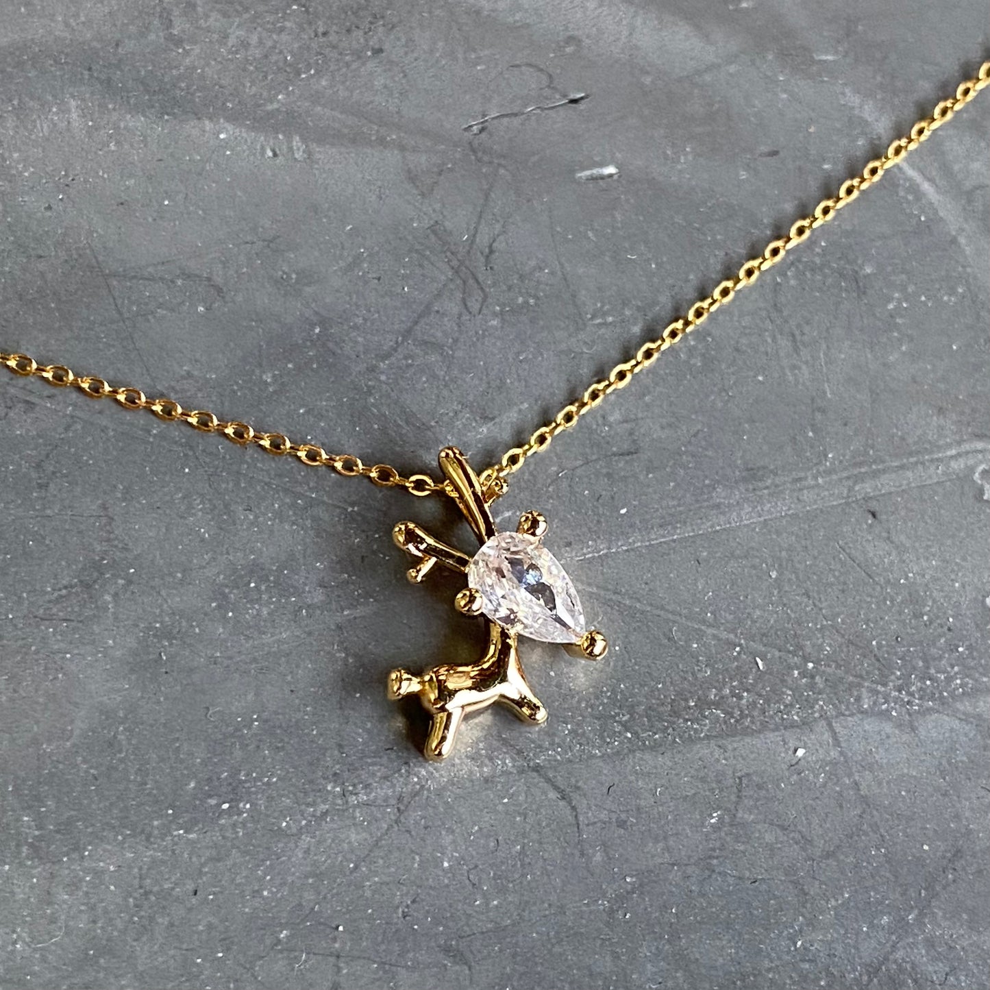 Gold Reindeer Necklace