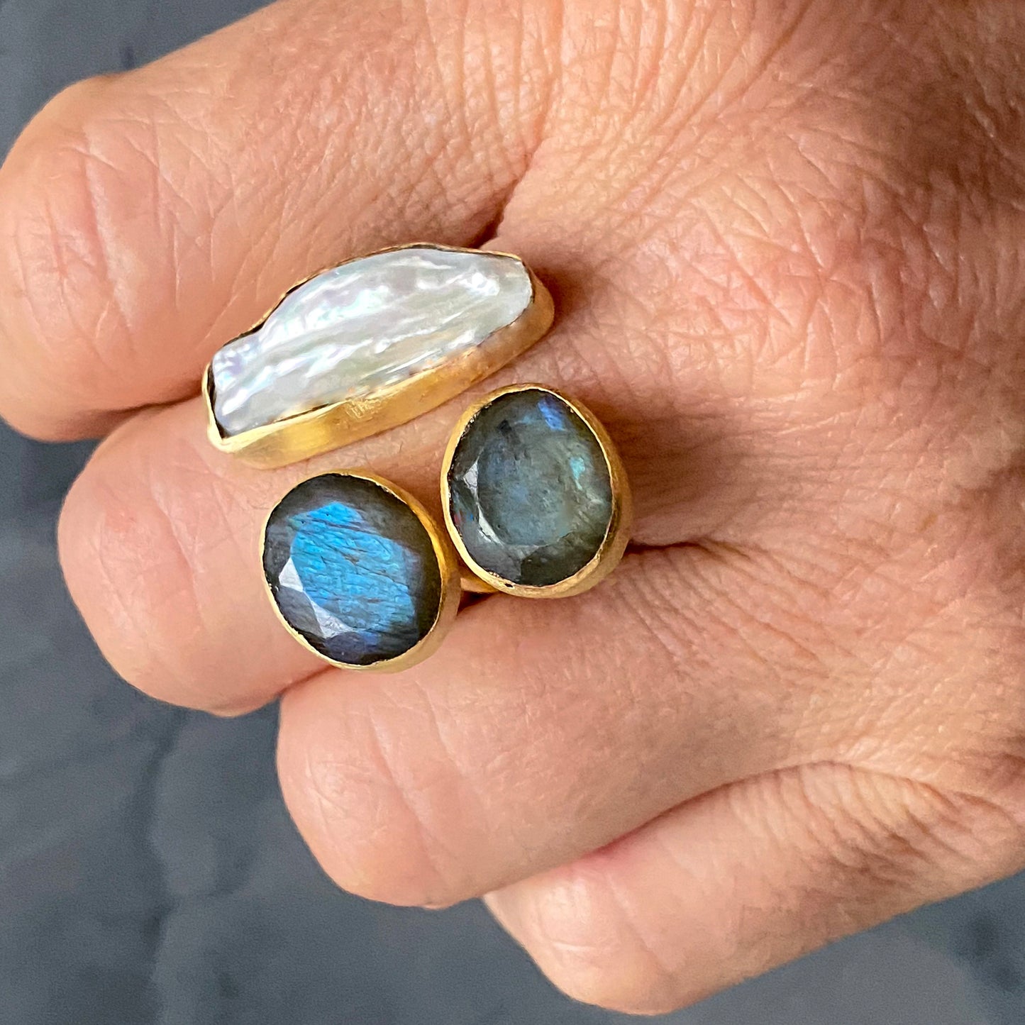 Pearl & Labradorite Ring