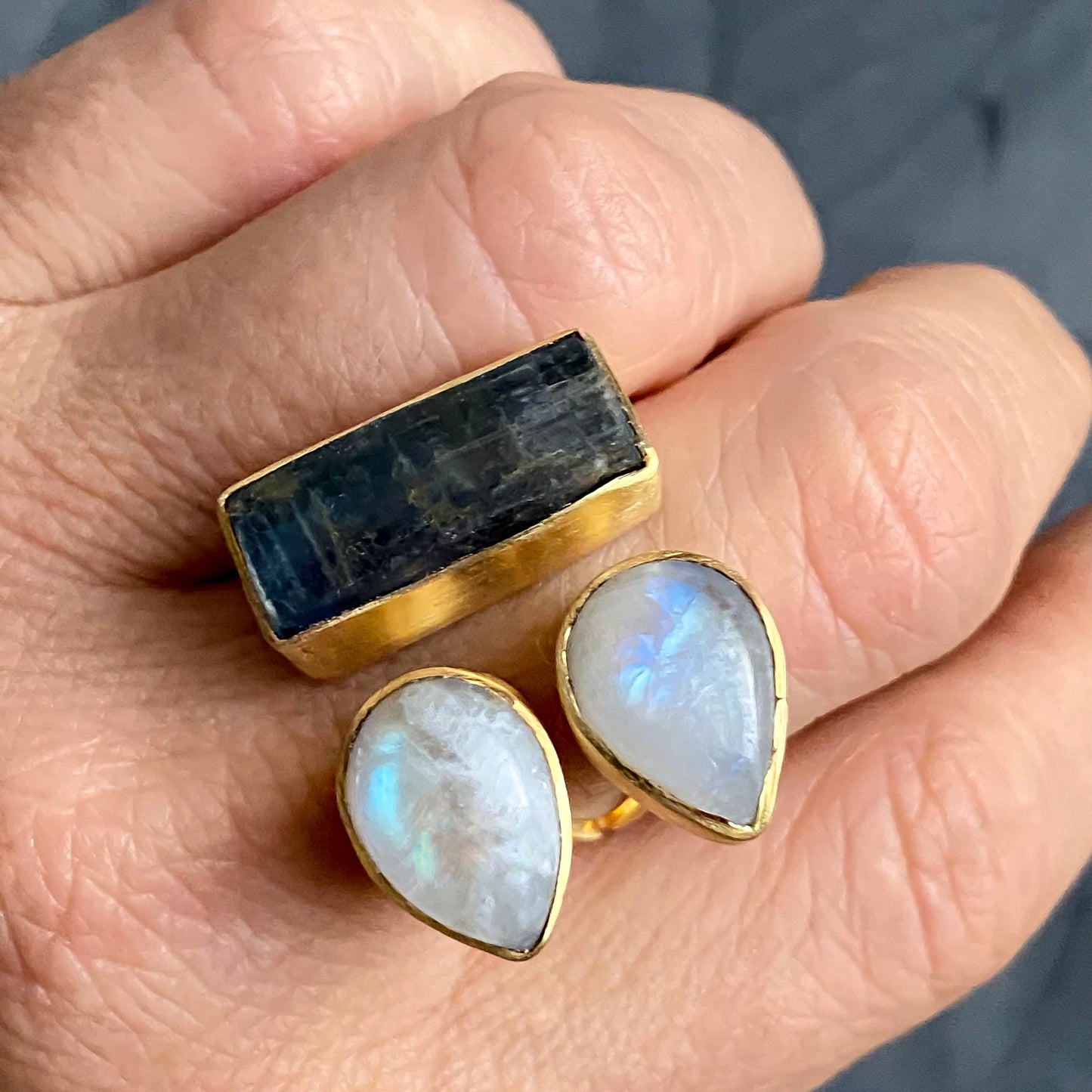 Kyanite & Moonstone Ring