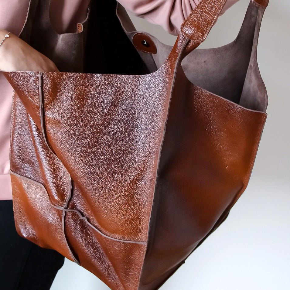 Cognac Leather Weekender
