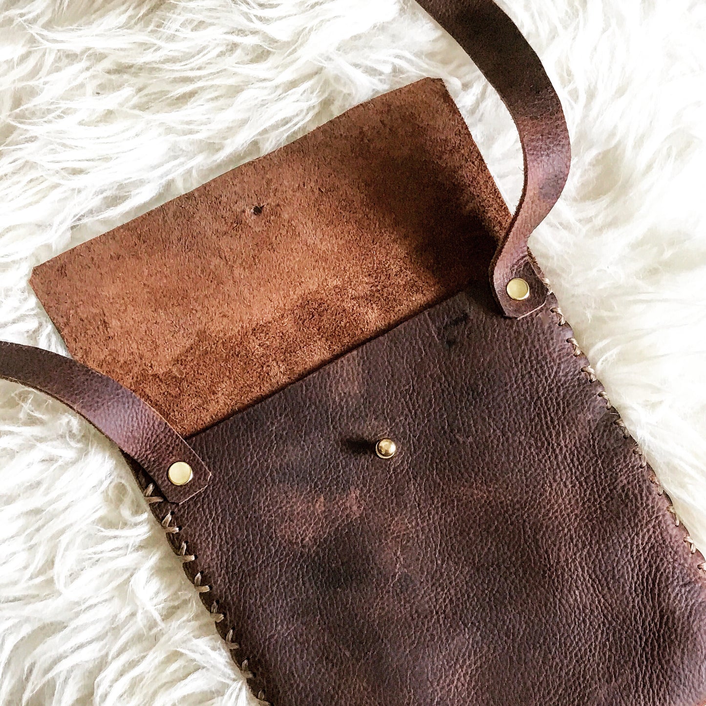 Distressed Saddle Leather Mini Crossbody