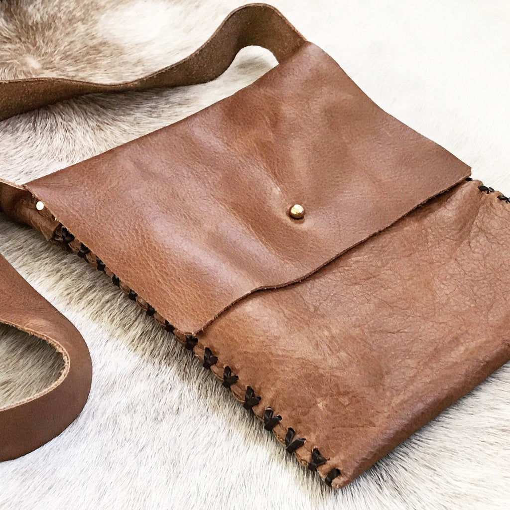 Distressed + Knotted Whiskey Leather Mini Crossbody – Amy DiGregorio