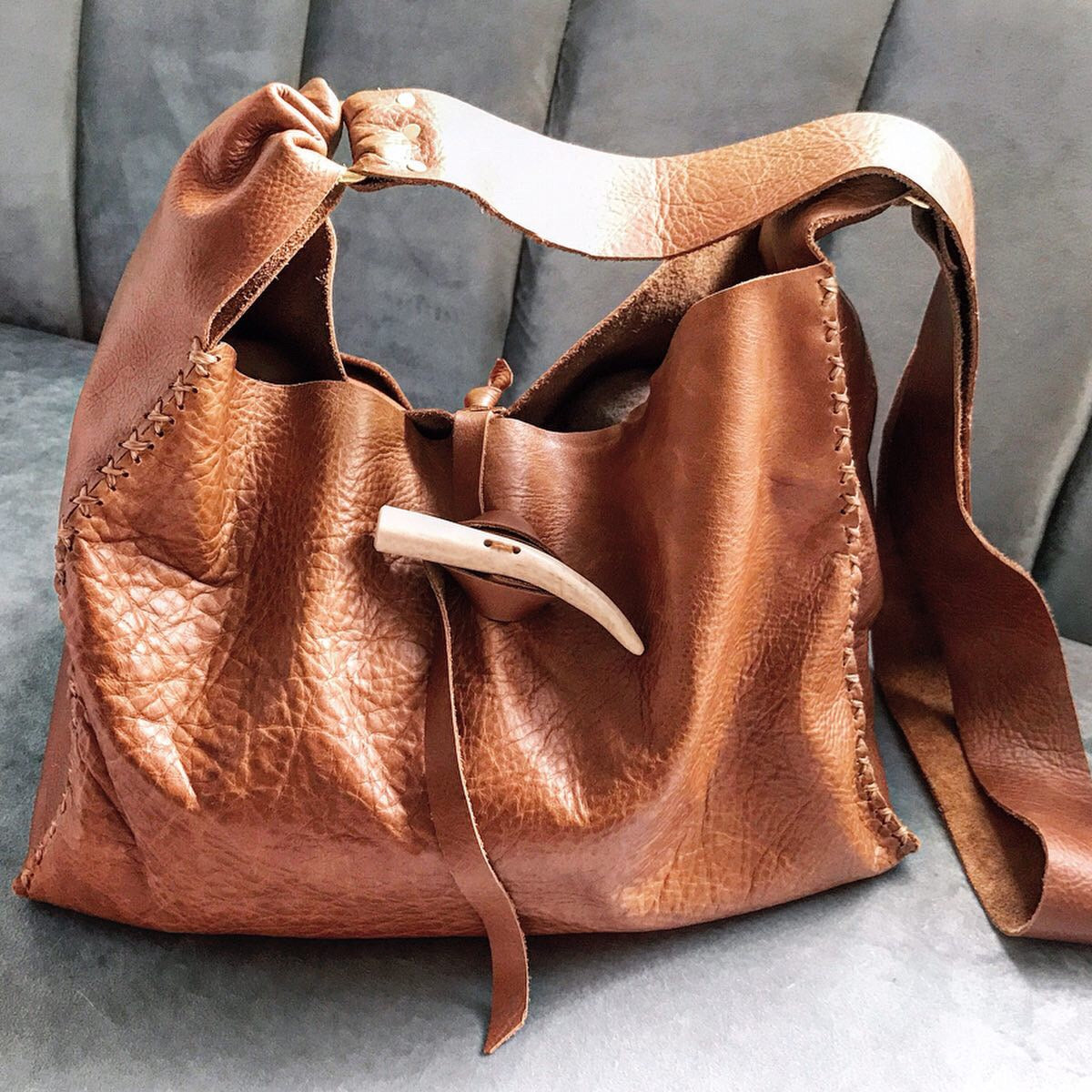 Antler + Whiskey Leather Hobo