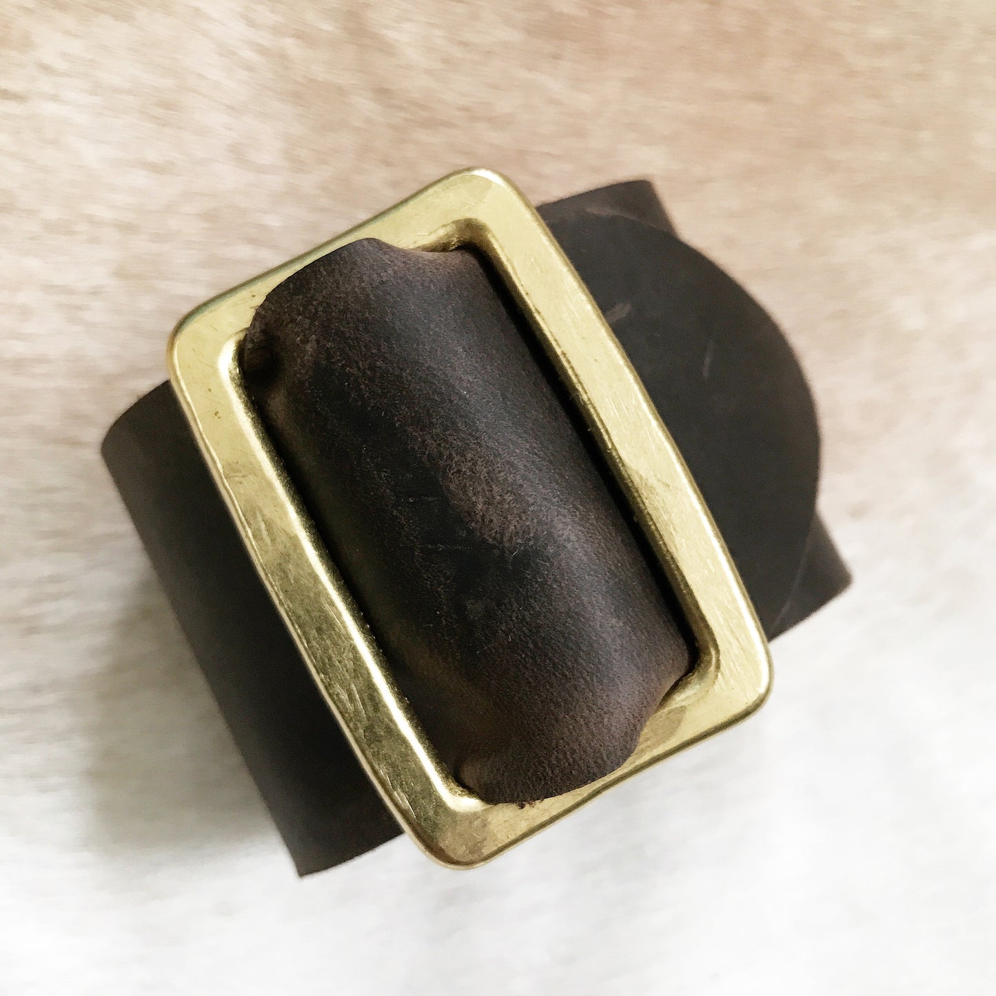 Hammered Brass Distressed Leather Belt