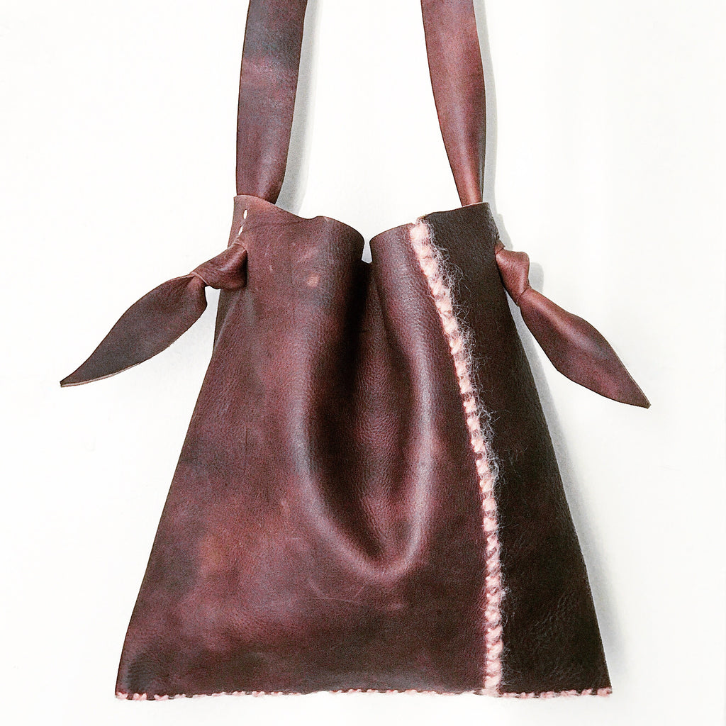 Knotted + Distressed Saddle Leather Sack – Amy DiGregorio