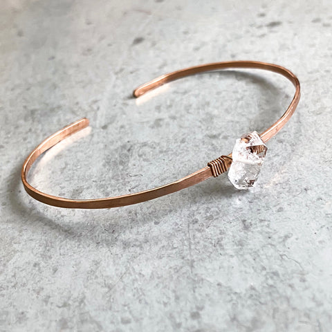Temple Place Herkimer Diamond Cuff in Rose Gold