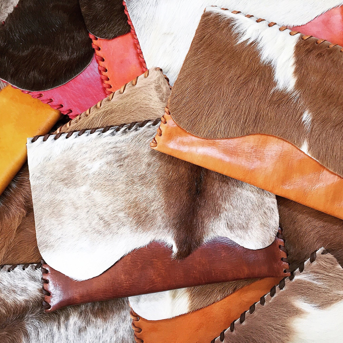Leather + Cowhide Clutch