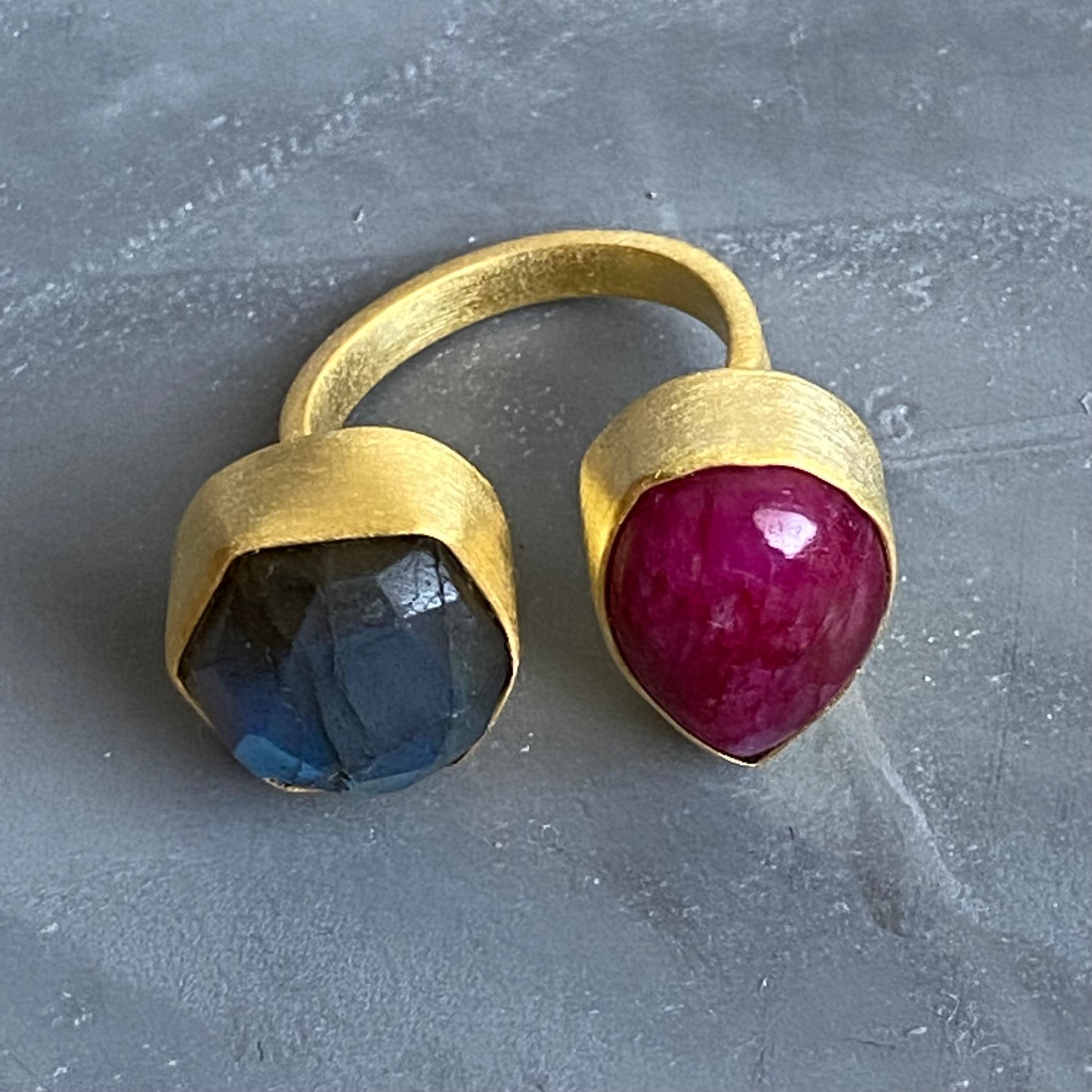 Ruby & Labradorite Ring