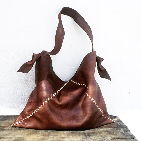 Knotted + Distressed Saddle Leather Sack – Amy DiGregorio