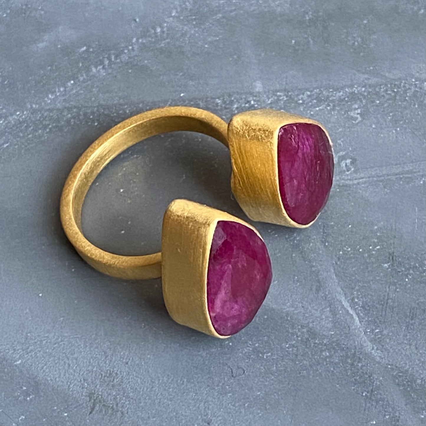 Double Ruby Teardrop Ring