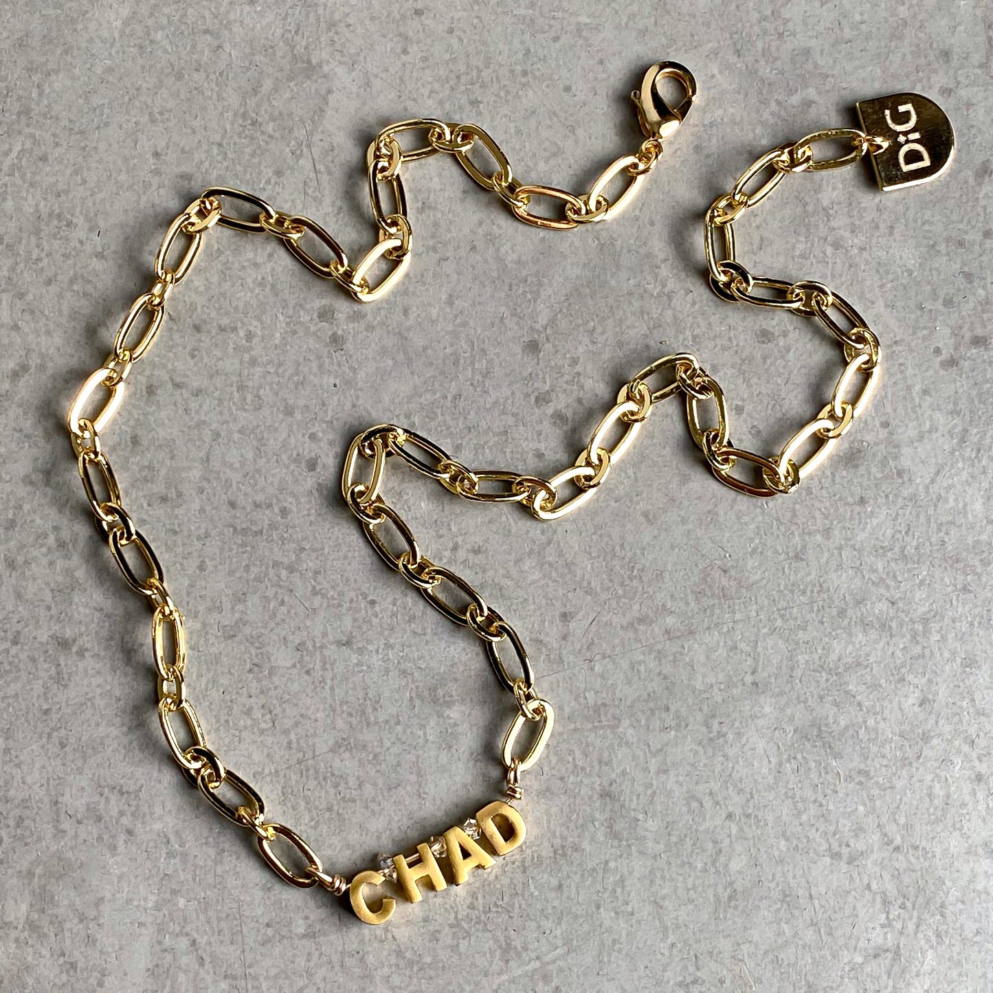Personalized Herkimer Diamond & Paperclip Chain