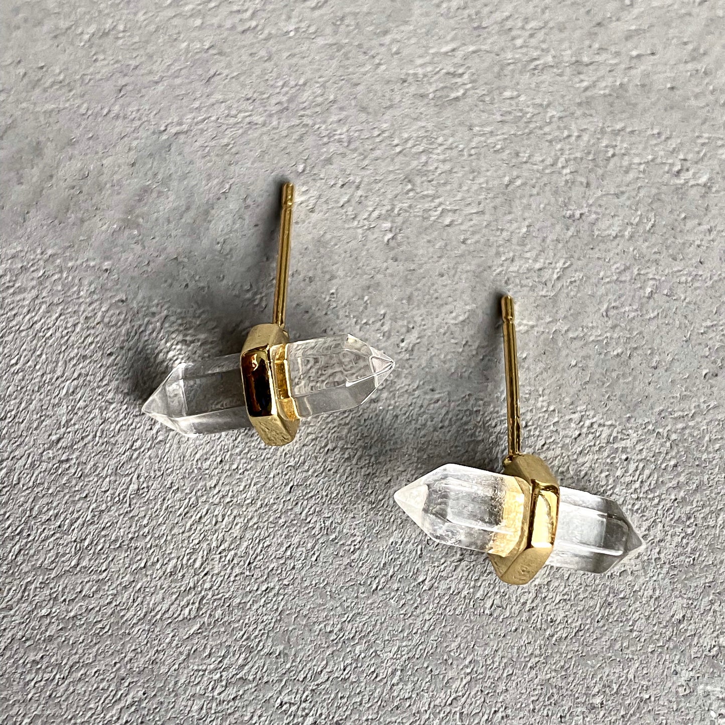 Gold Wrapped Crystal Quartz Studs