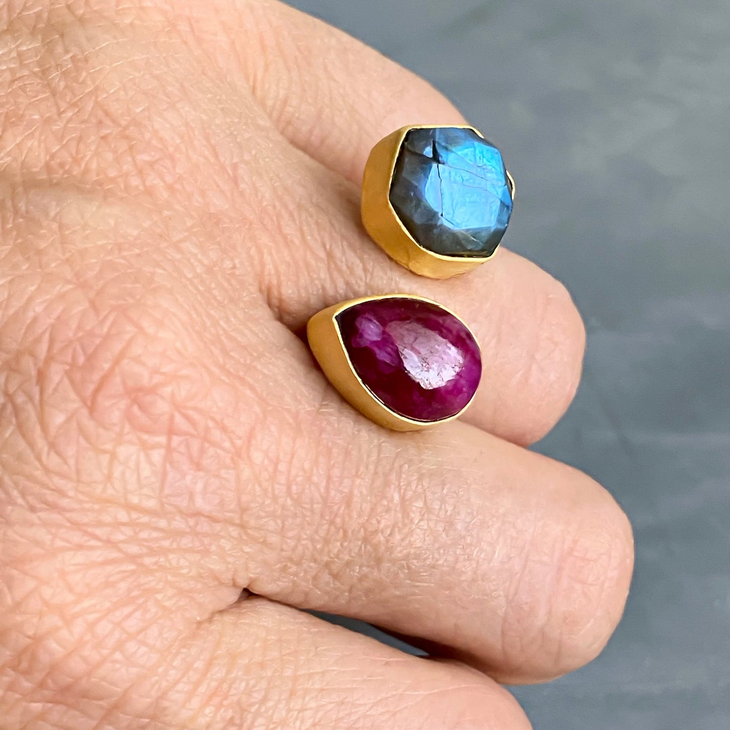 Ruby & Labradorite Ring