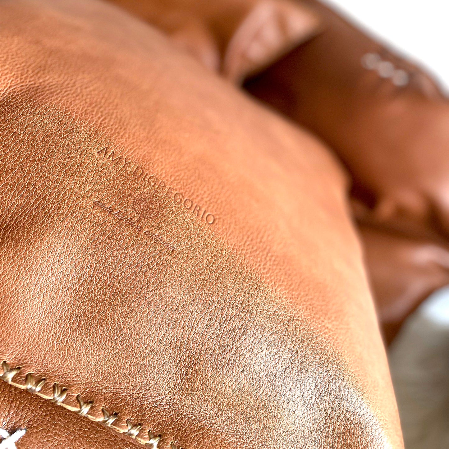 Handstitched Whiskey Leather Pillow
