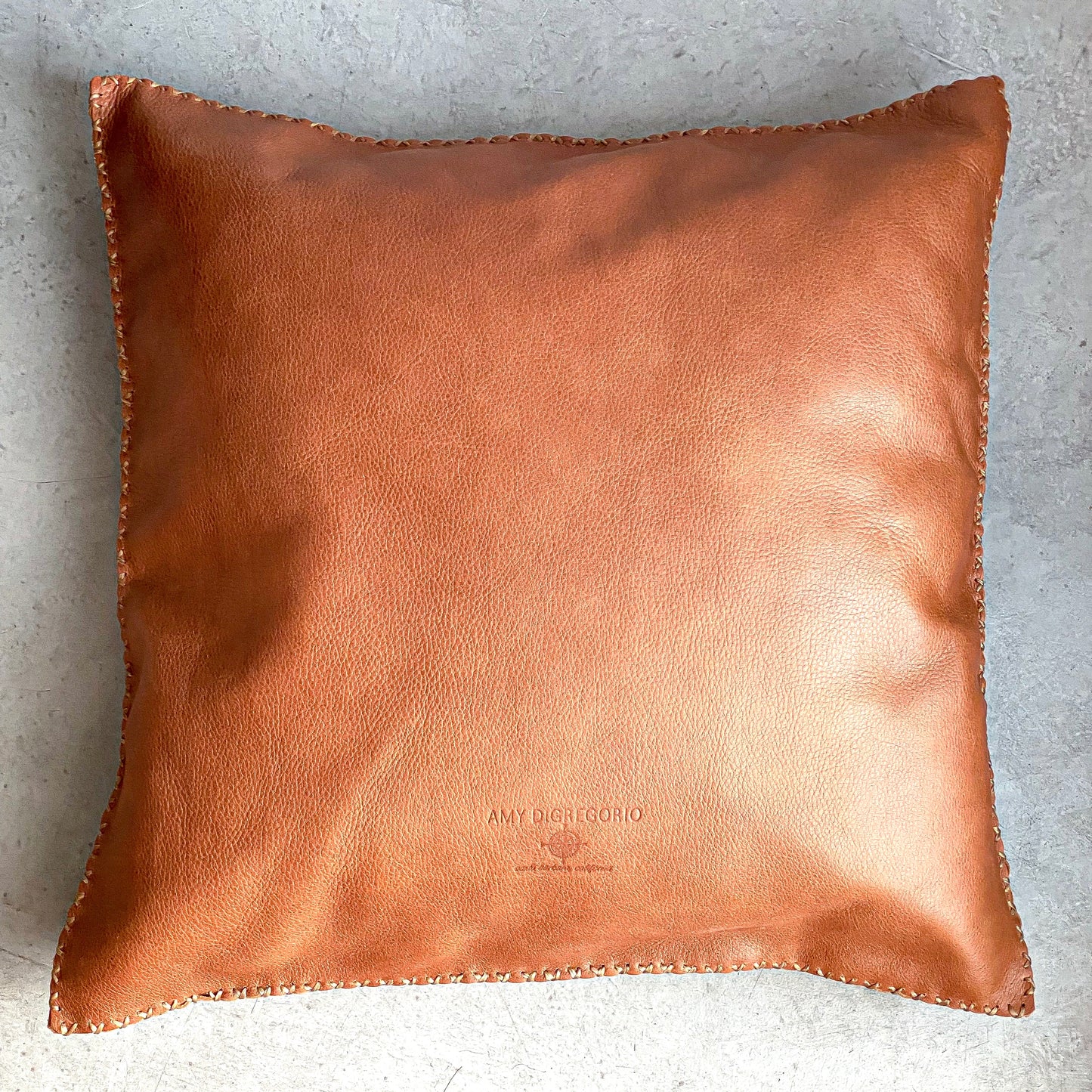 Handstitched Whiskey Leather Pillow