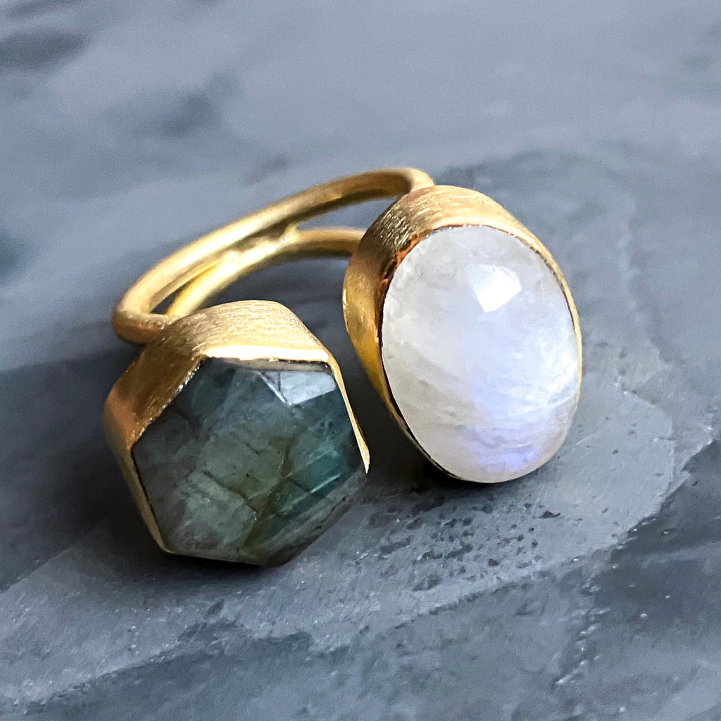 Labradorite and deals moonstone ring