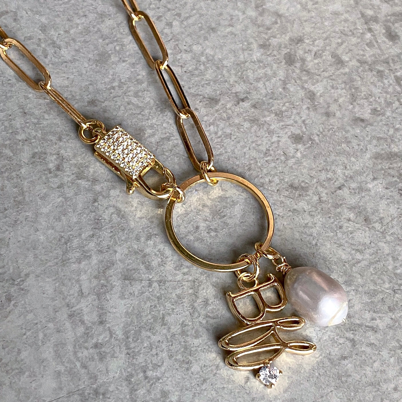BFF Diamond & Pearl Paperclip Chain
