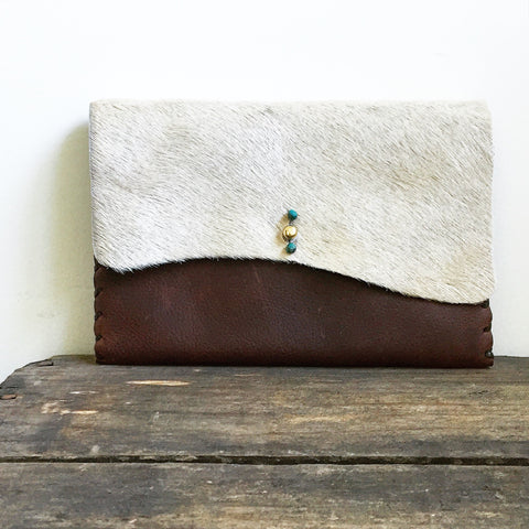 Cowhide + Saddle Leather Clutch