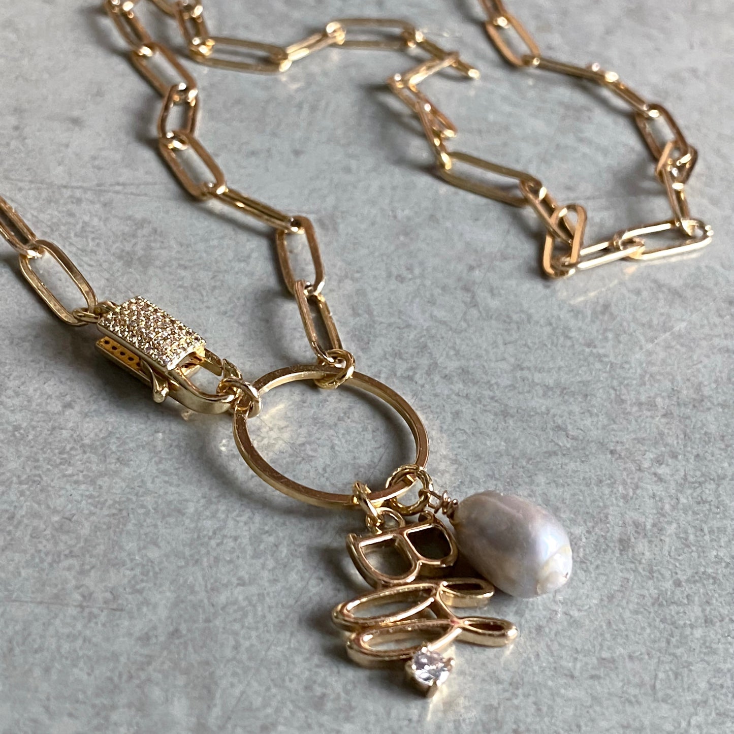 BFF Diamond & Pearl Paperclip Chain
