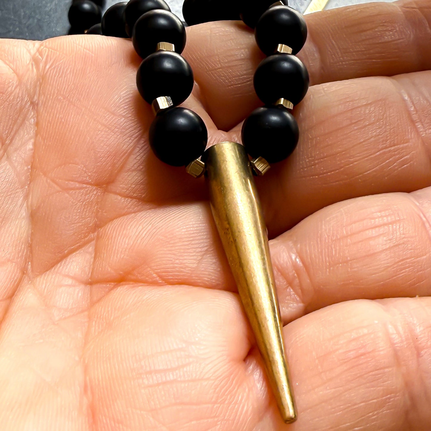 Onyx & Brass Necklace