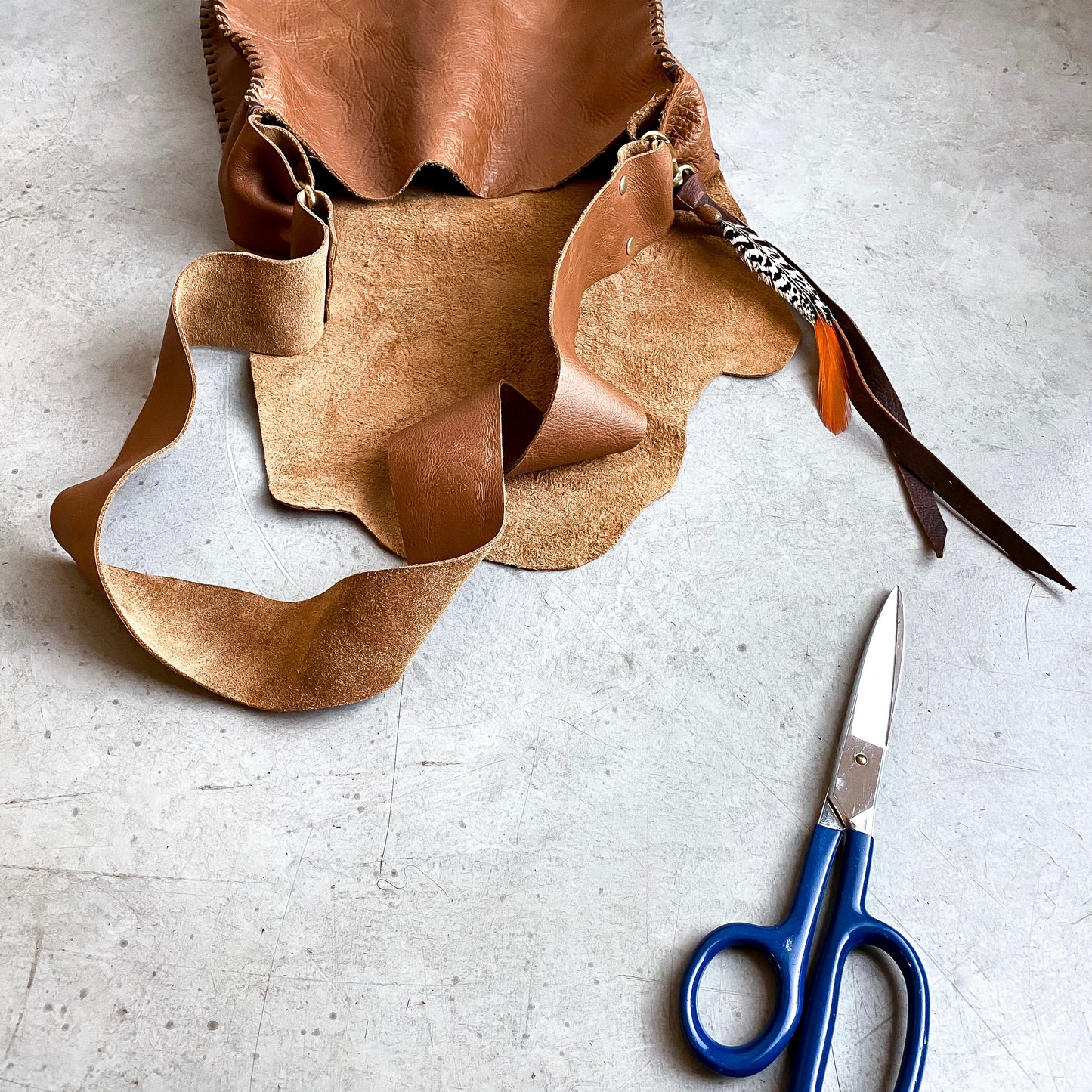 Distressed Whiskey Leather Shoulder Bag
