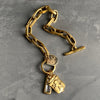 Lion Shield & Crystal Gold Bracelet