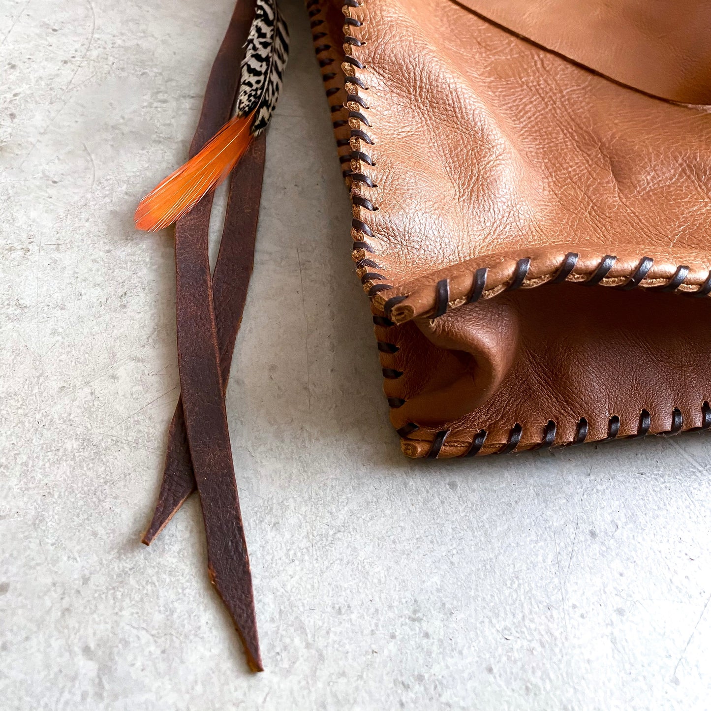 Distressed Whiskey Leather Shoulder Bag