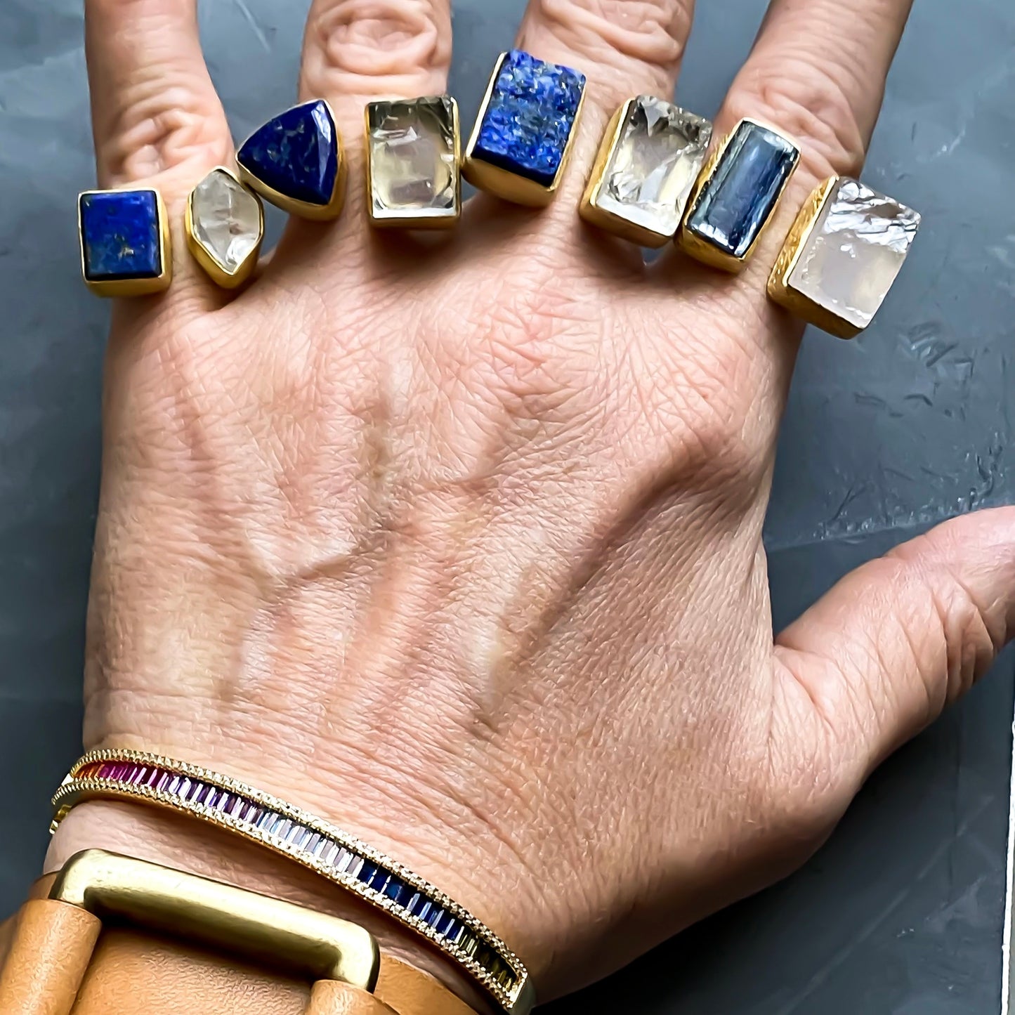 Lapis Lazuli & Clear Quartz Ring