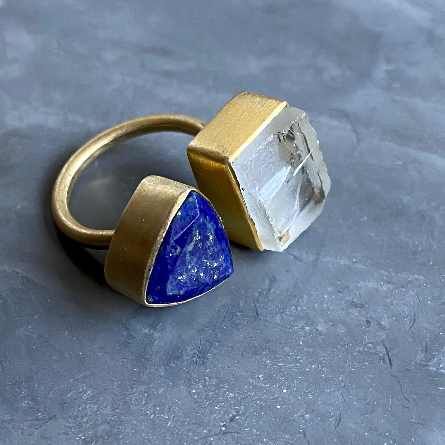 Lapis Lazuli & Clear Quartz Ring