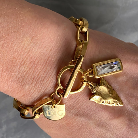 Arrowhead & Crystal Gold Bracelet