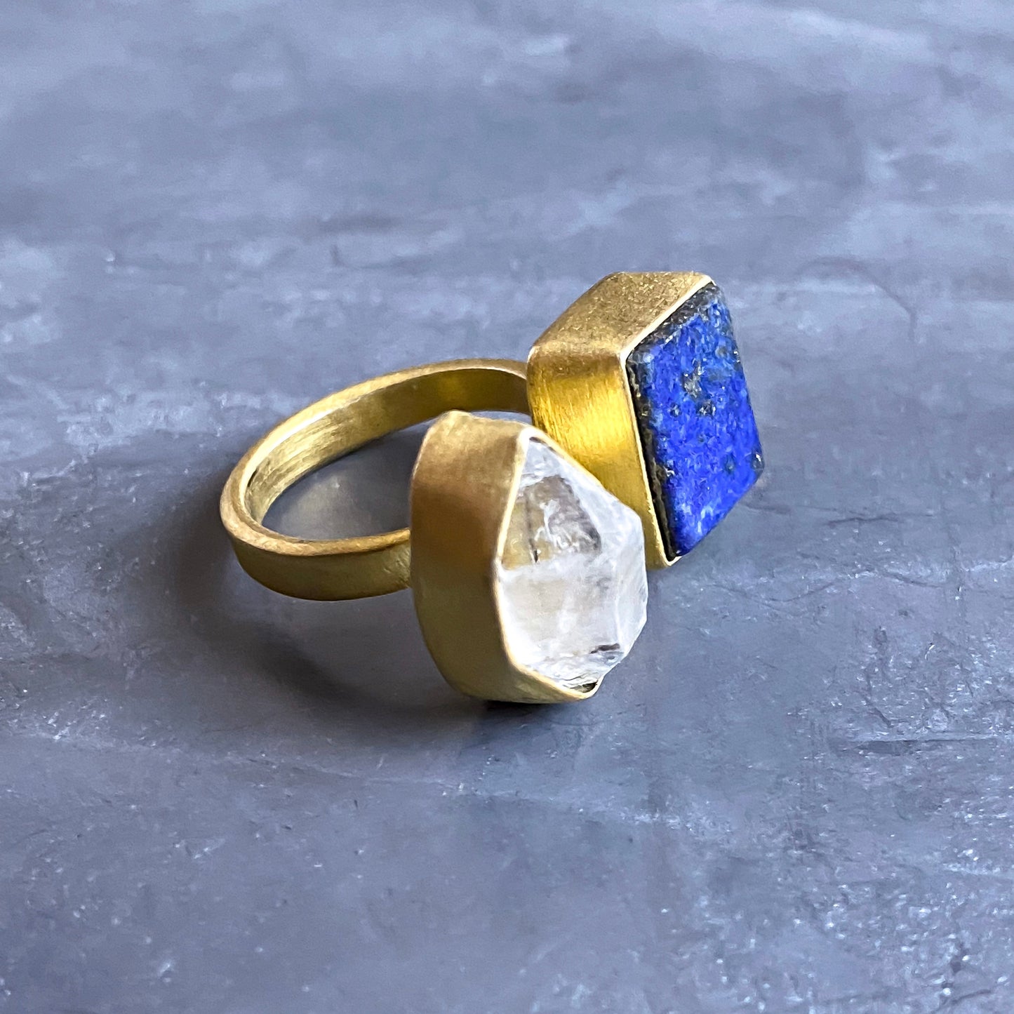 Lapis Lazuli & Herkimer Diamond Ring