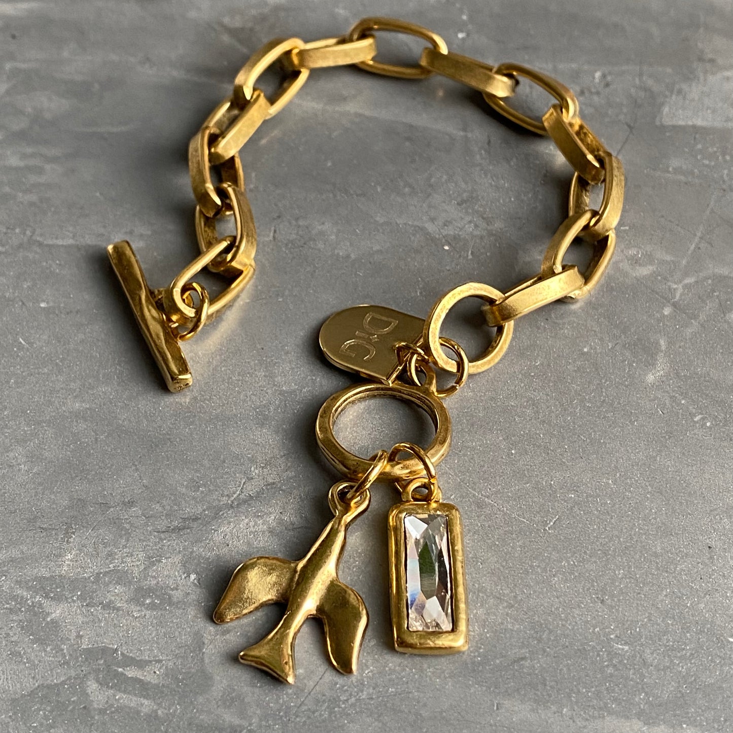 Dove & Crystal Gold Bracelet