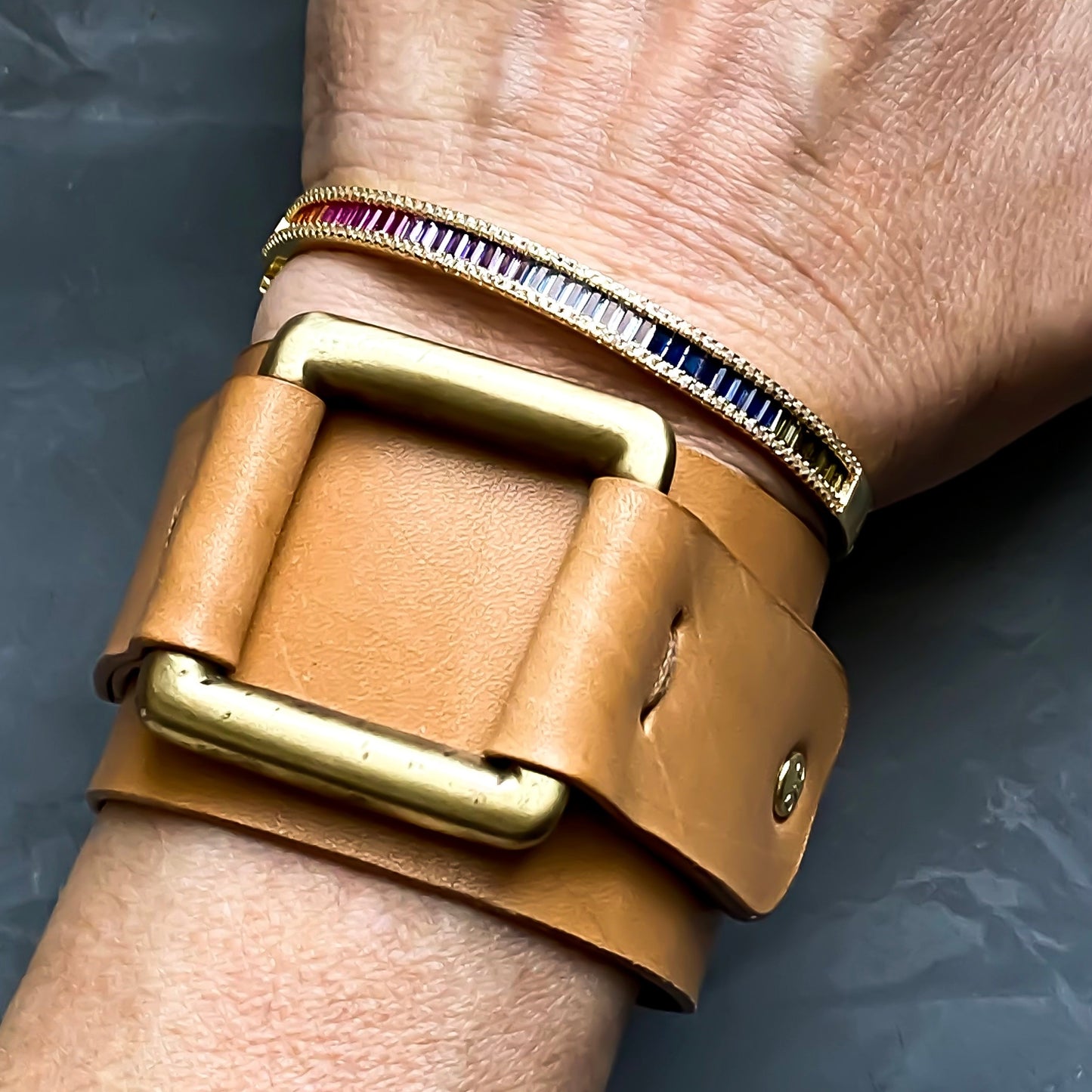 Leather & Bronze Cuff