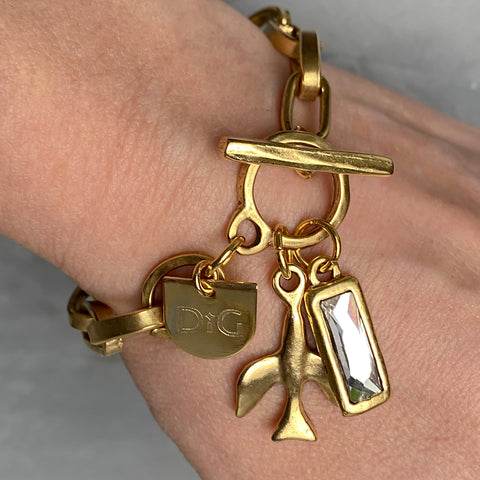 Dove & Crystal Gold Bracelet