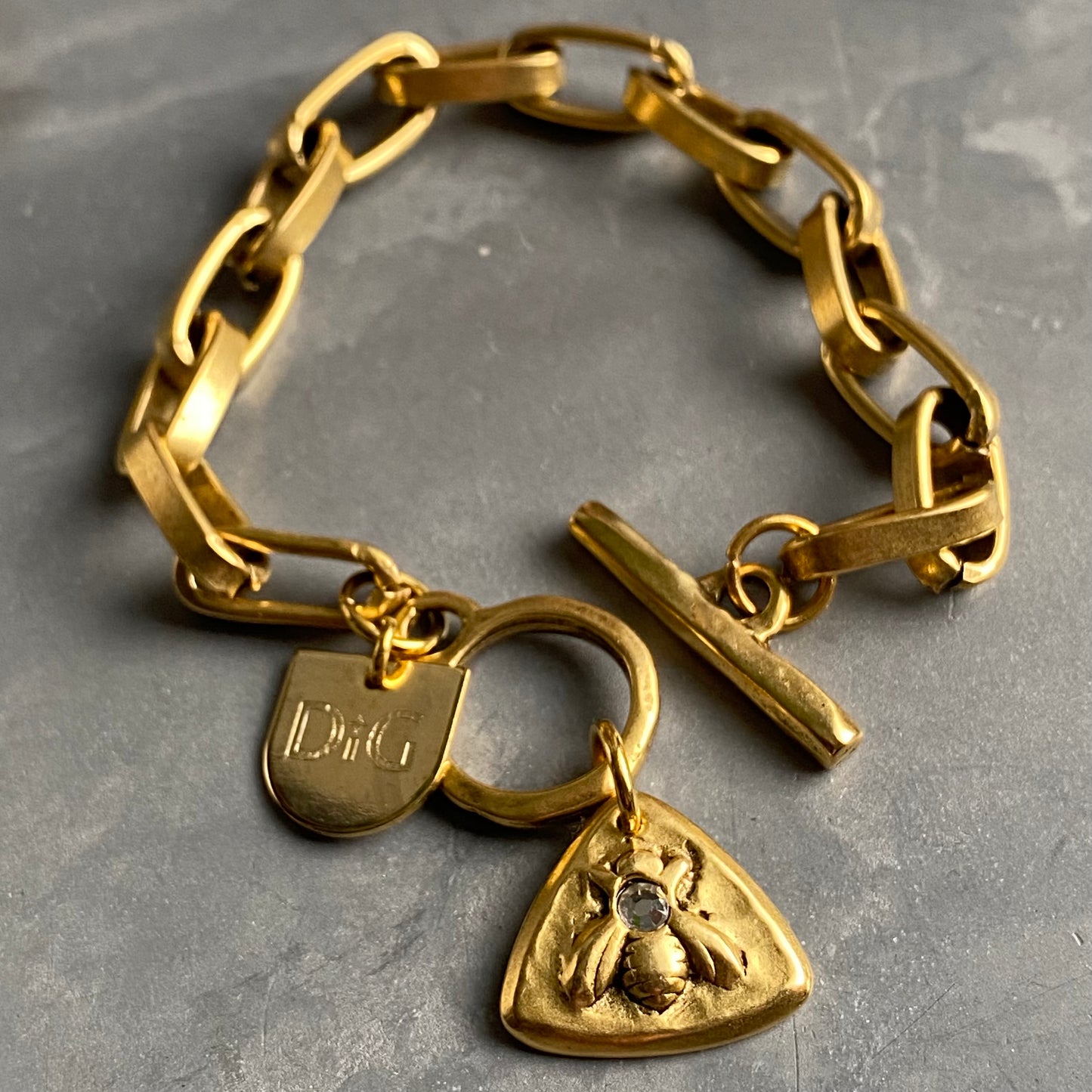 Bee & Crystal Gold Bracelet