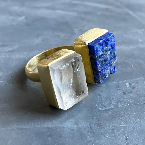 Lapis Lazuli & Clear Quartz Ring