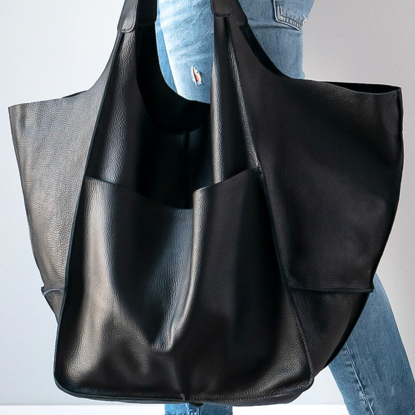 Black Leather Weekender