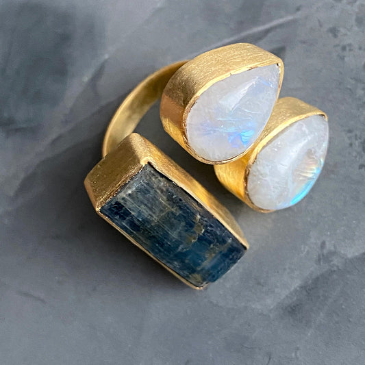 Kyanite & Moonstone Ring