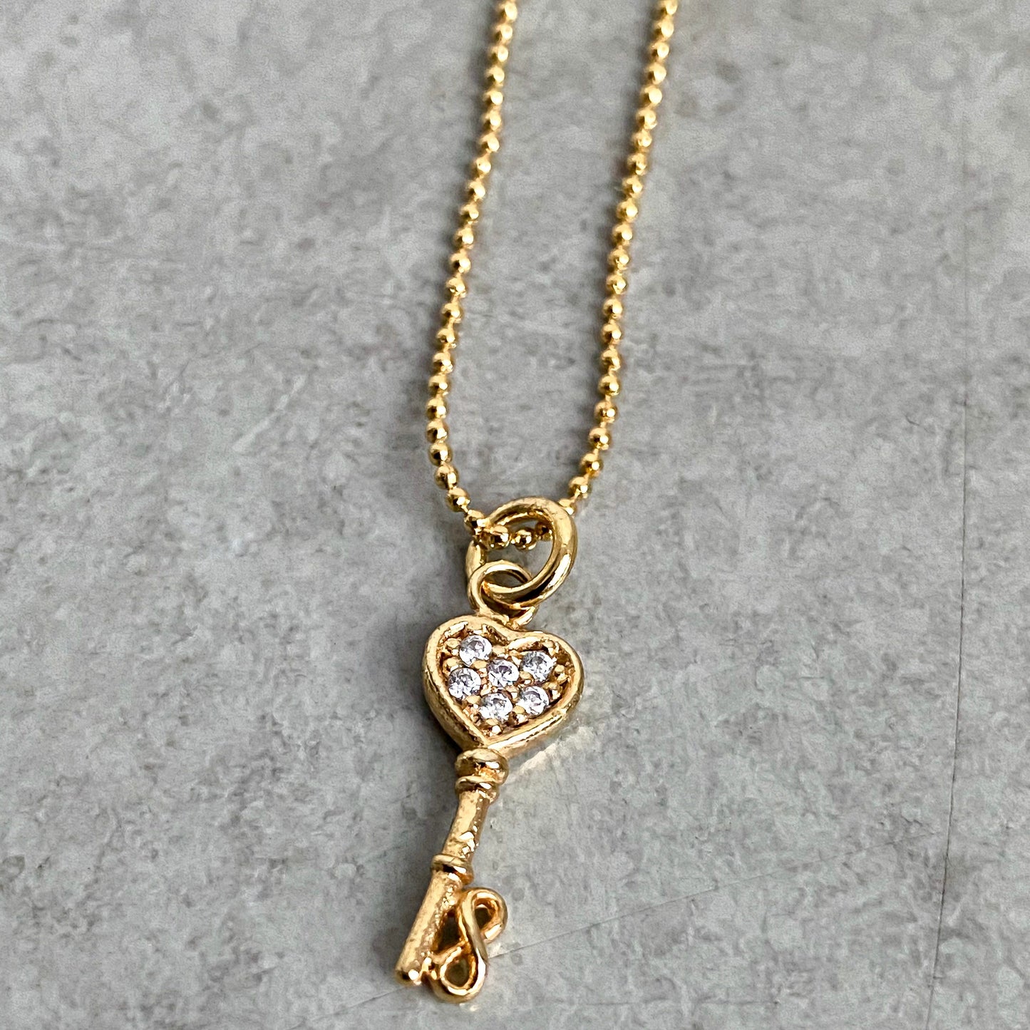 Micro-Pave Charm on Gold Ball Chain