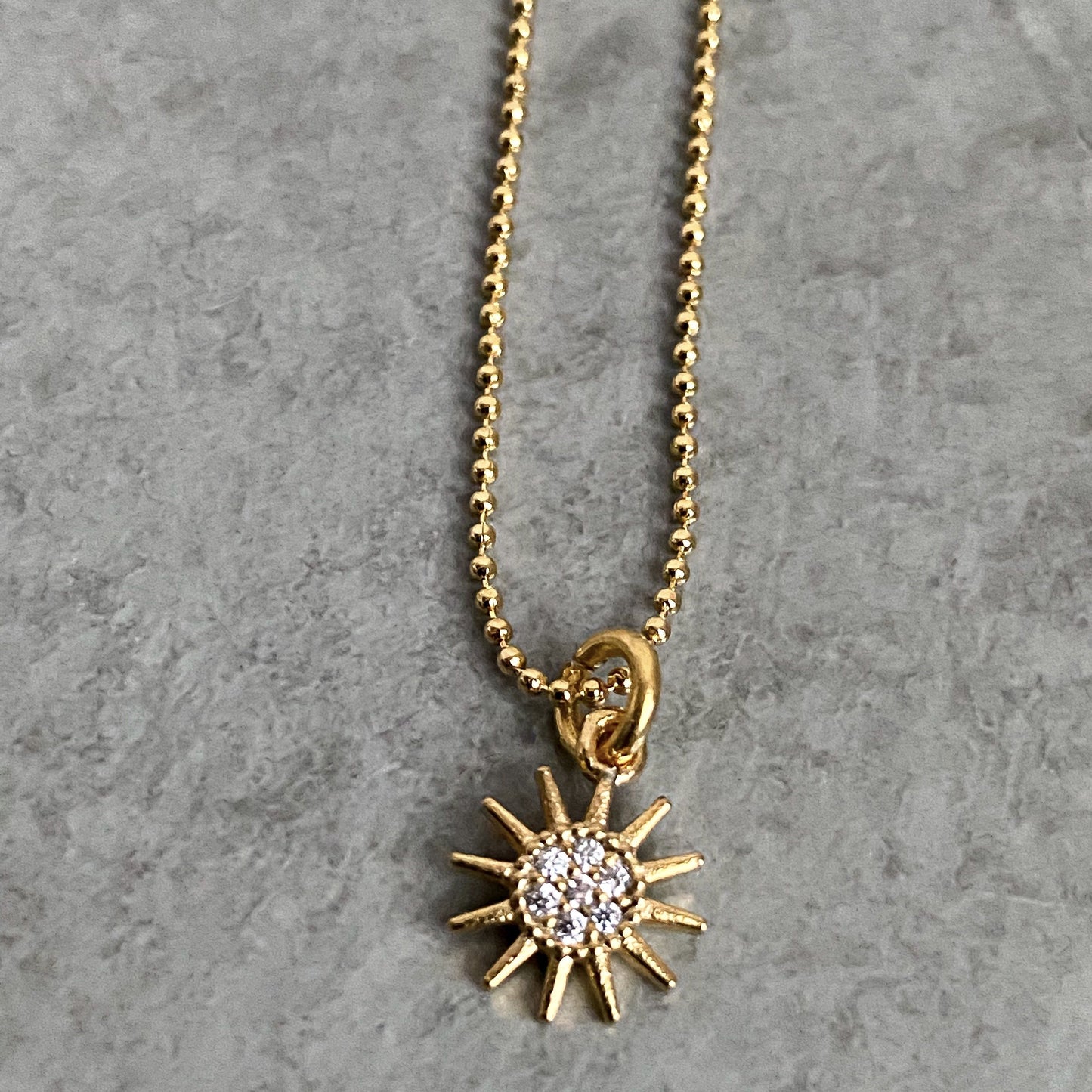 Micro-Pave Charm on Gold Ball Chain