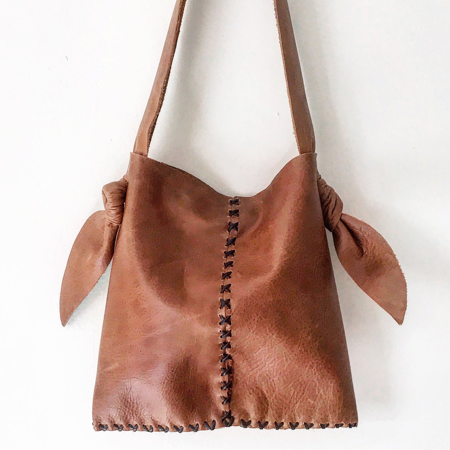 Distressed + Knotted Whiskey Leather Mini Crossbody